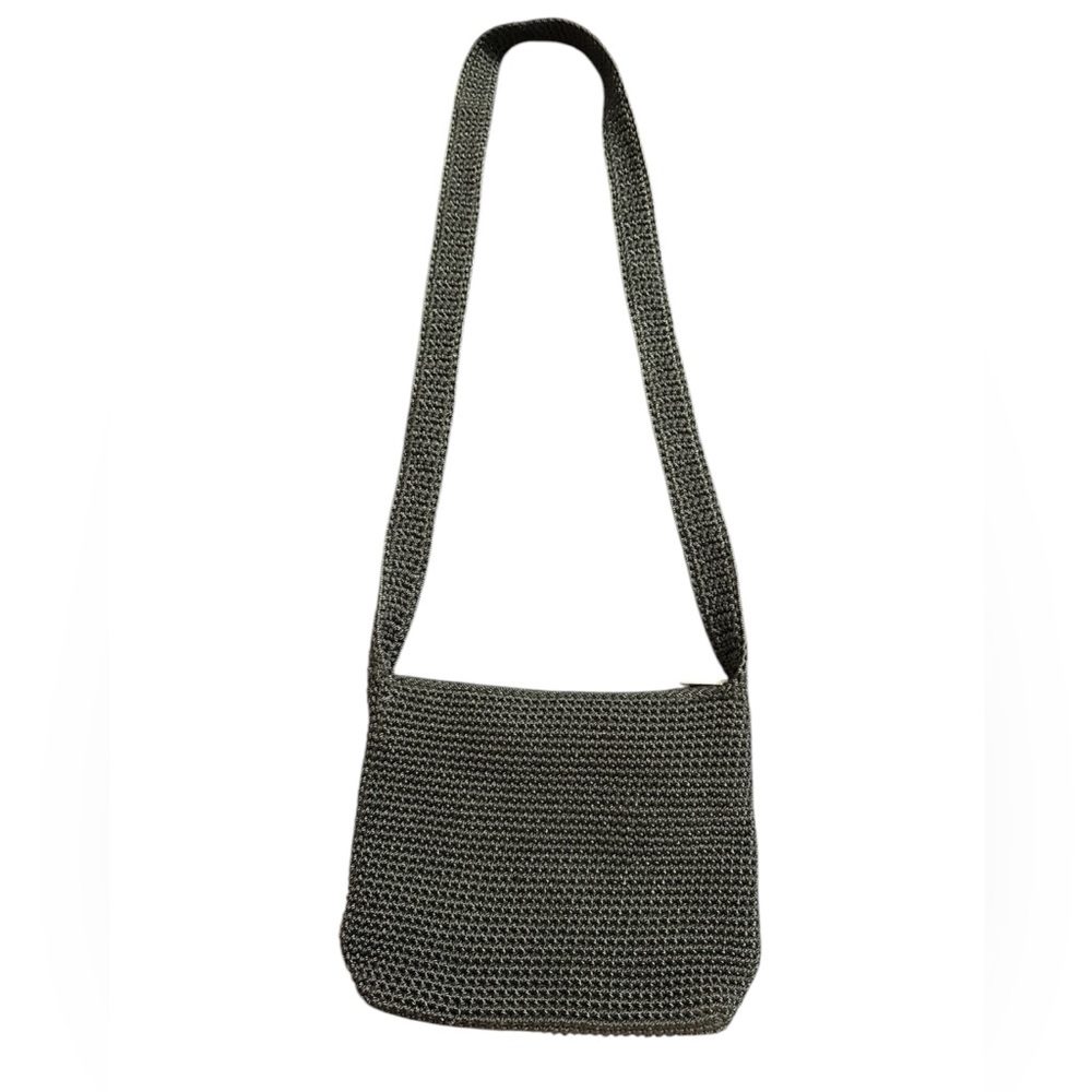 The Sak Stone Gray Crochet Knit Small Shoulder Bag Purse